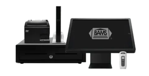 BAMS EMV Payment Terminal and POS System BAMS EMV payment terminal and POS system with a cash drawer, receipt printer and handheld card reader