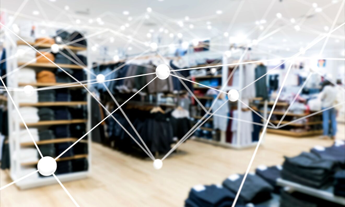 Online retail Atom connect with blur fashion retail shop e-commerce store concept