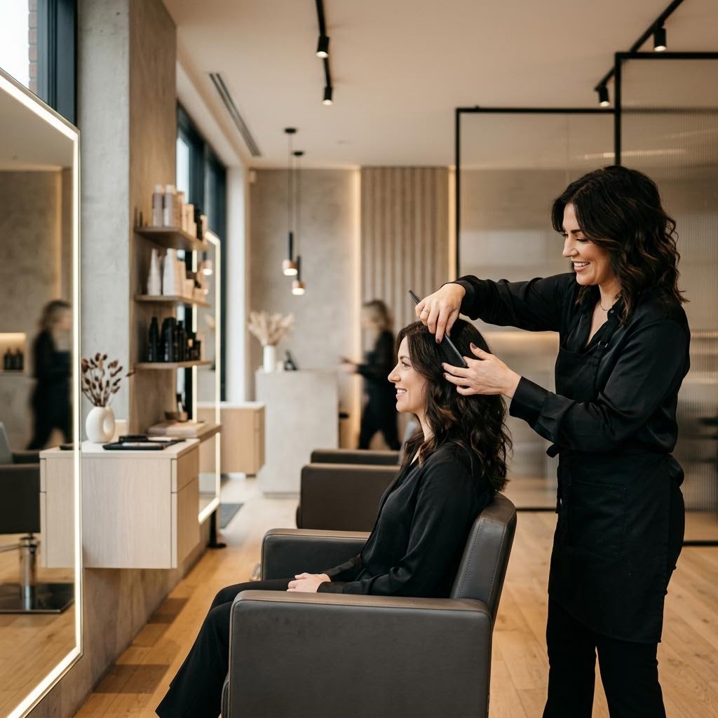Professional stylist at work in a modern salon