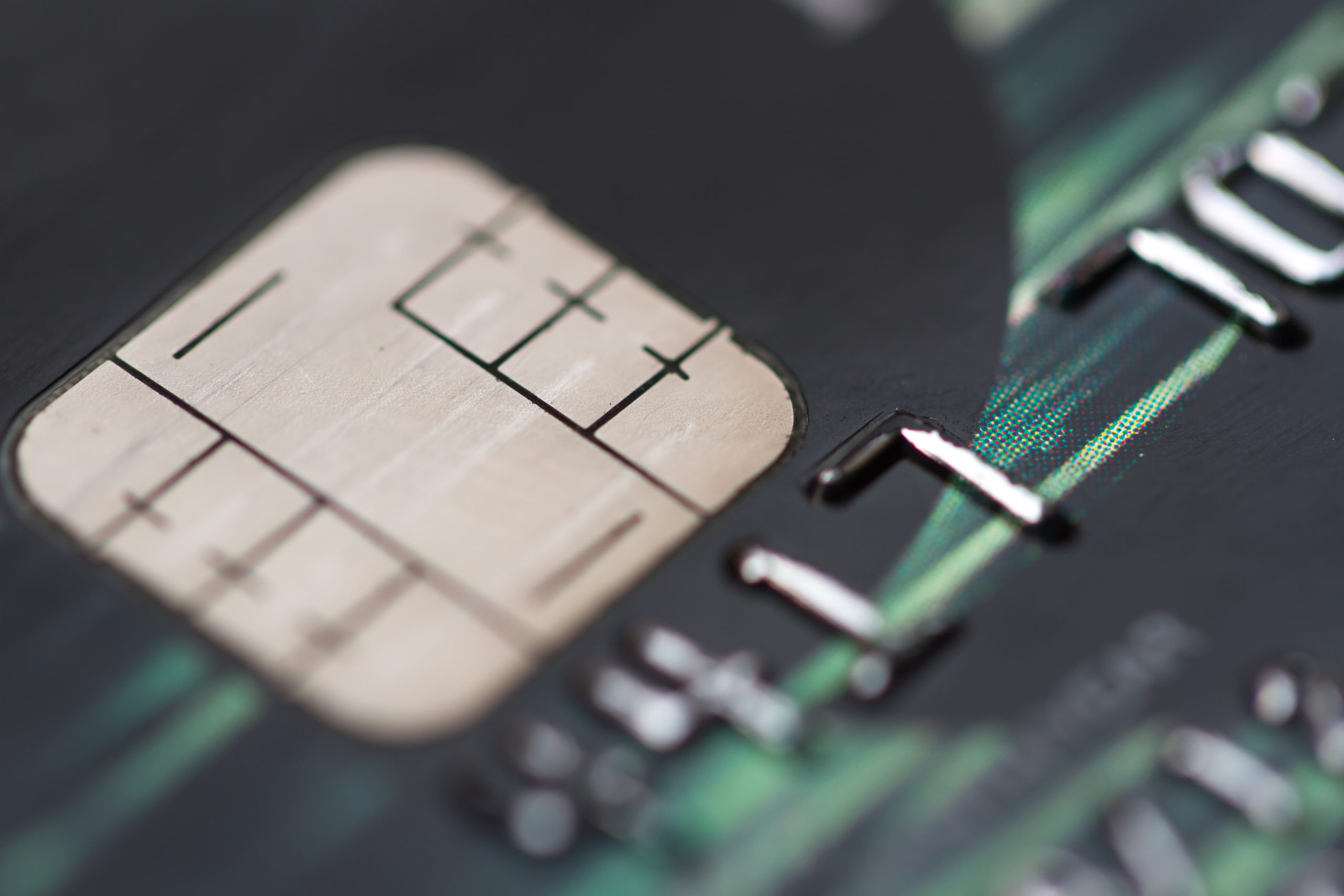 Close up EMV chip credit card