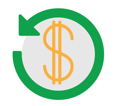 Dollar sign with arrow around icon vector, filled flat glyph, solid colorful pictogram isolated on white. Cashback symbol, logo illustration Dollar sign with arrow around icon vector, filled flat glyph, solid colorful pictogram isolated on white. chargeback symbol, logo illustration