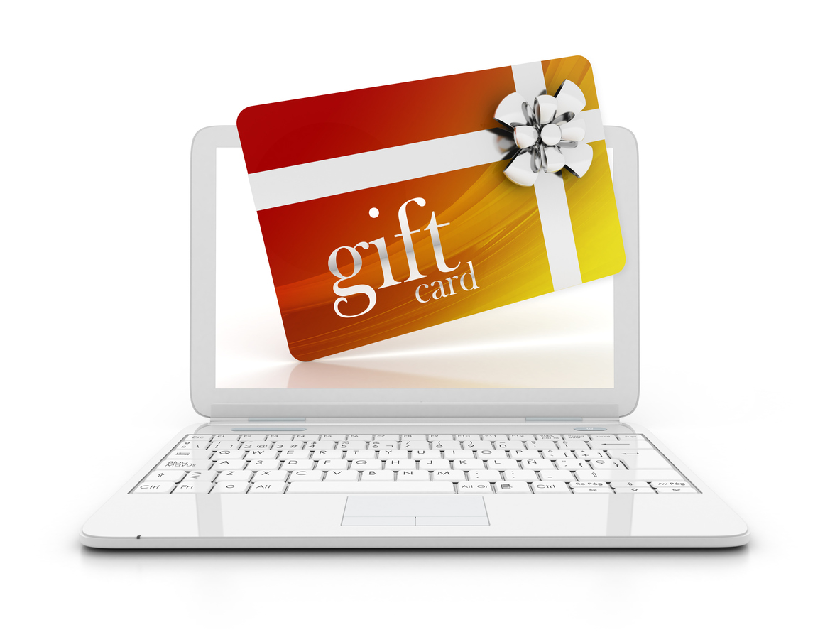 Laptop with online gift card