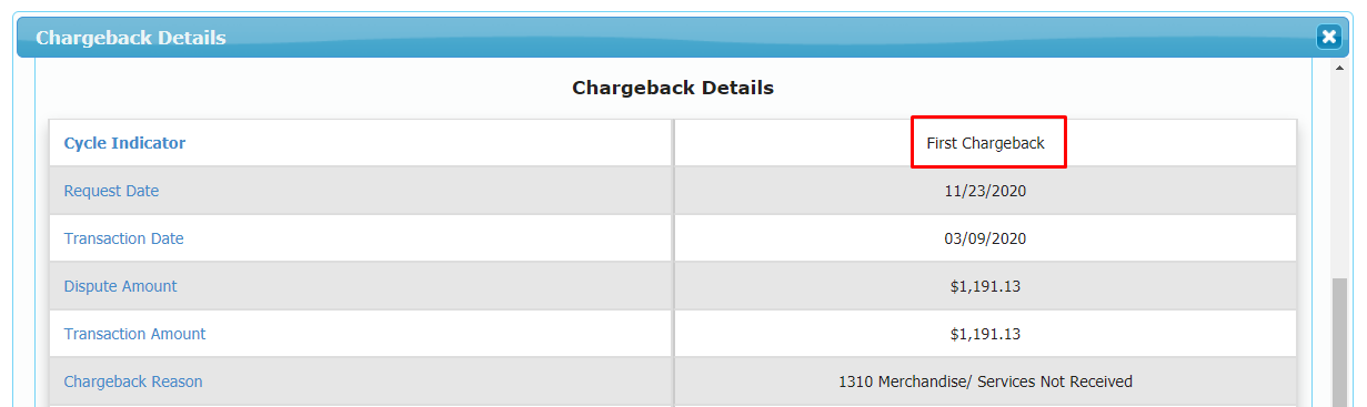 First Chargeback in BAMS