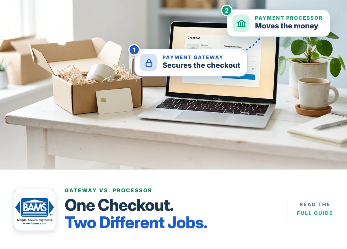 Payment Gateway vs. Payment Processor Payment gateway vs. payment processor: the gateway secures the online checkout while the processor moves the money to the merchant
