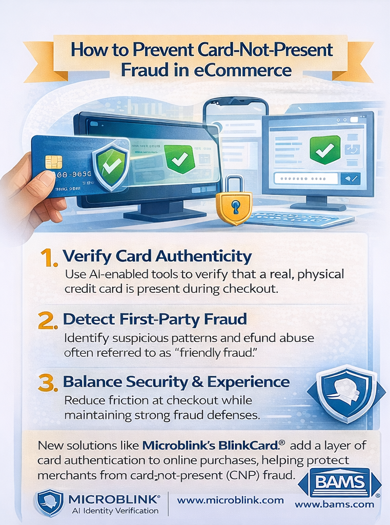 How merchants can prevent card-not-present fraud in eCommerce using card verification, fraud detection, and secure checkout systems