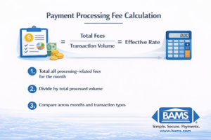 How to calculate payment processing fees using total fees divided by transaction volume to determine effective rate for merchants