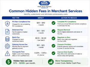 Table showing hidden payment processing fees and how to eliminate them