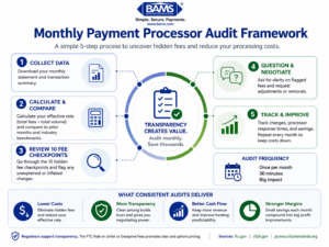 Step by step framework for auditing merchant fees including monitoring effective rates and identifying hidden costs