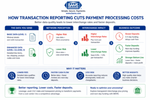 How transaction reporting quality impacts payment processing costs, interchange rates, and deposit speed in eCommerce